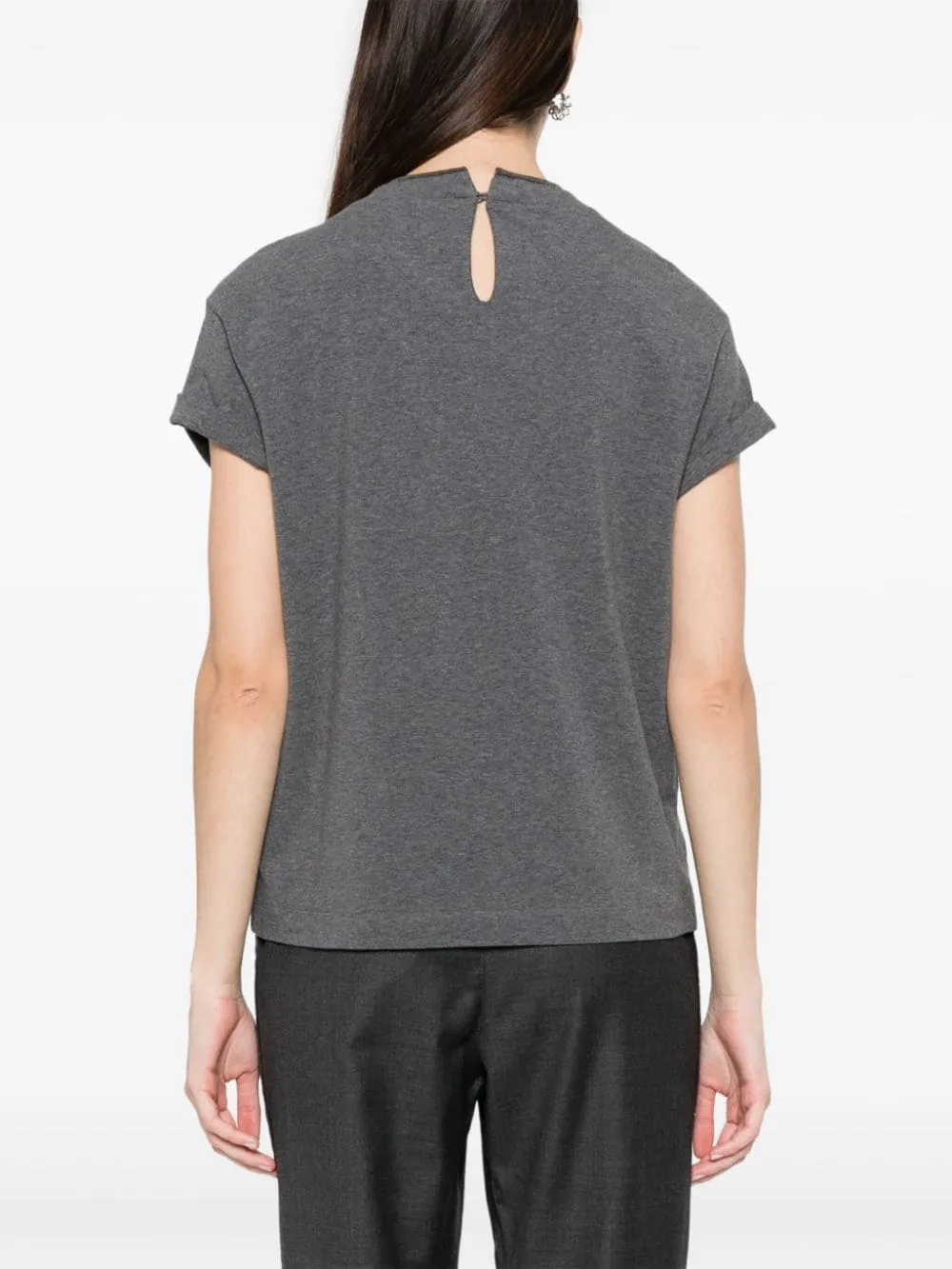 Brunello Cucinelli Contrast Layered T-Shirt Grey