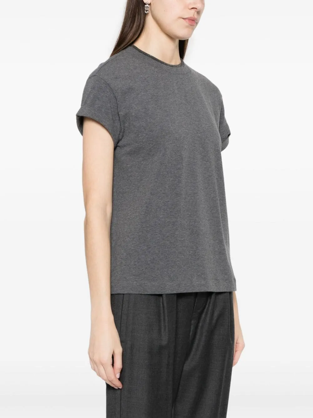 Brunello Cucinelli Contrast Layered T-Shirt Grey