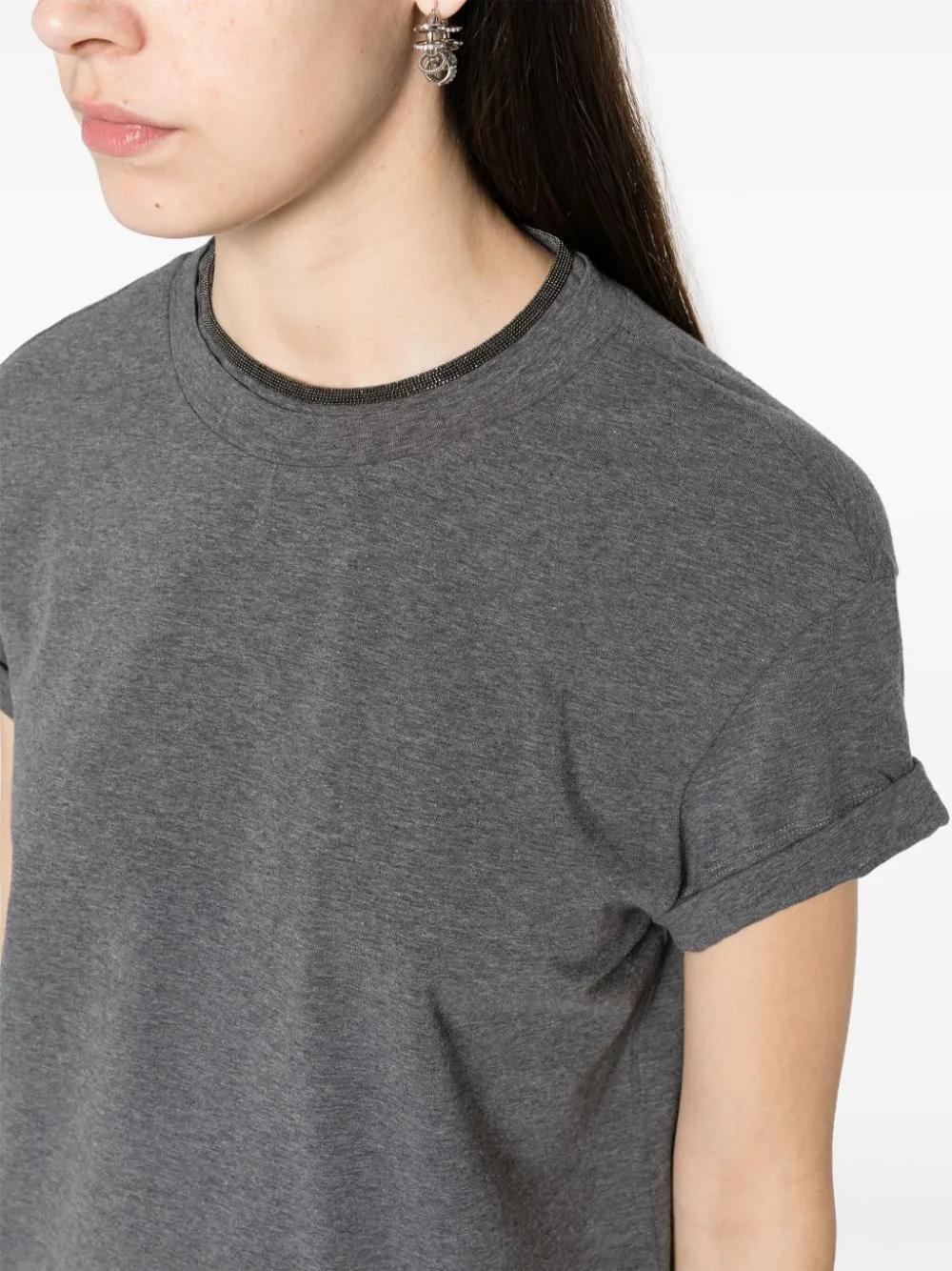 Brunello Cucinelli Contrast Layered T-Shirt Grey