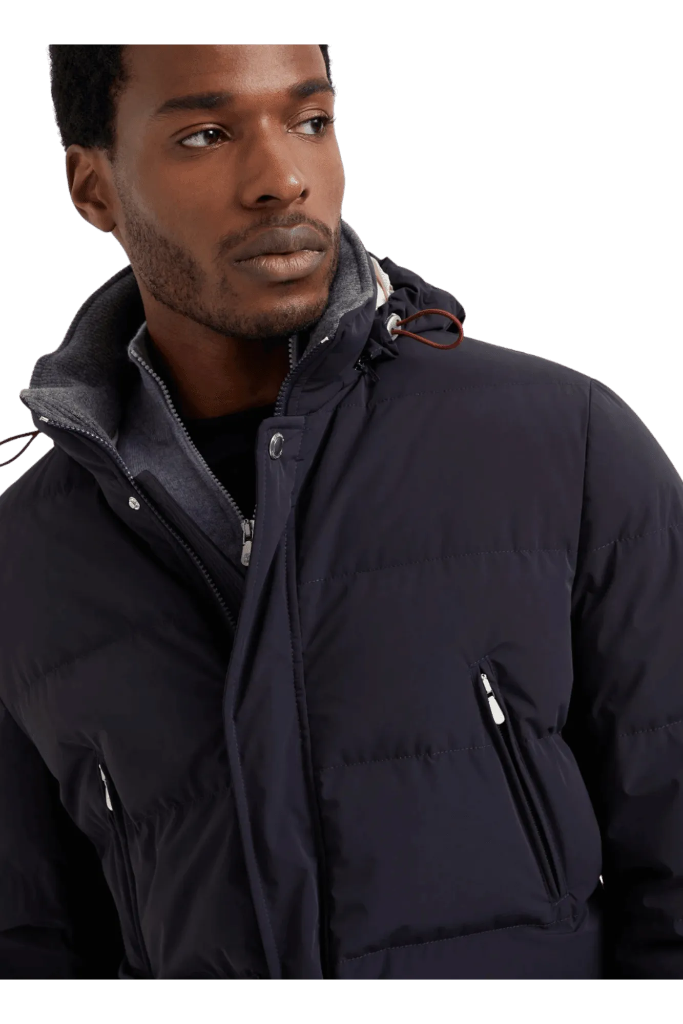 Brunello Cucinelli Men's Bonded Taffeta Down Jacket With Detachable Hood