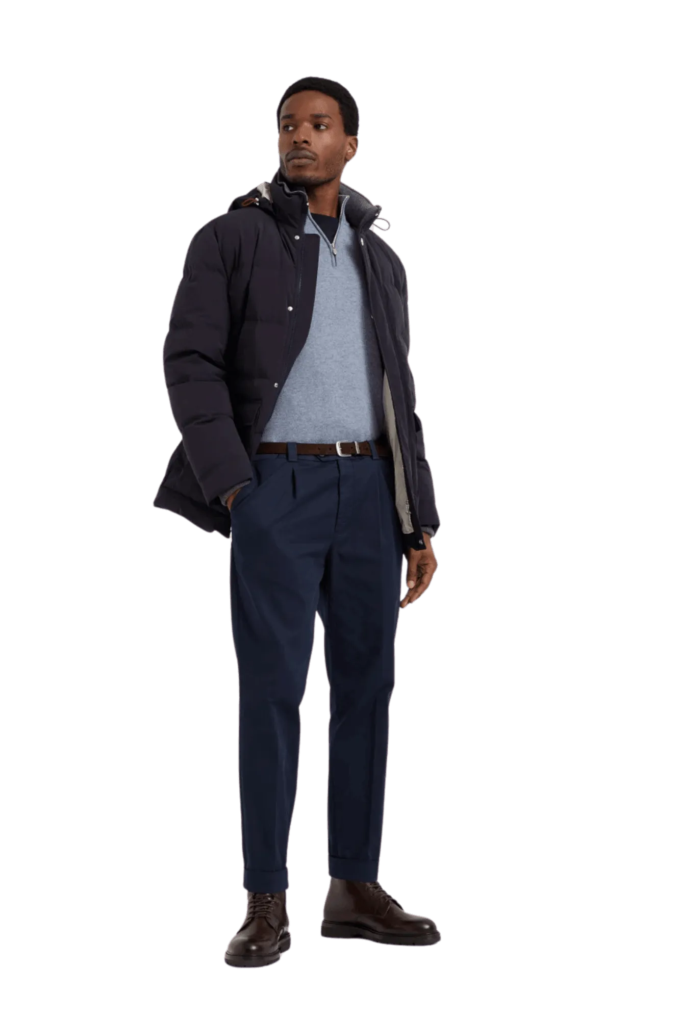 Brunello Cucinelli Men's Bonded Taffeta Down Jacket With Detachable Hood