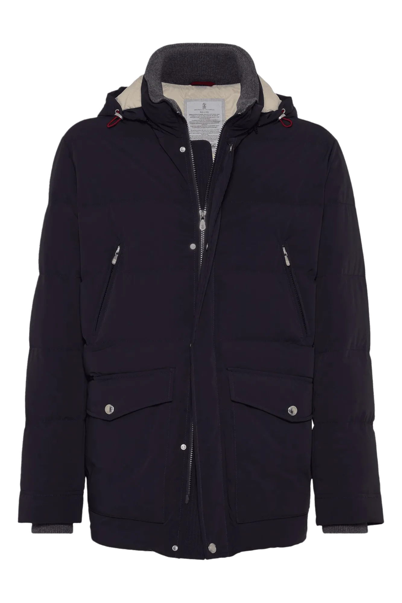 Brunello Cucinelli Men's Bonded Taffeta Down Jacket With Detachable Hood
