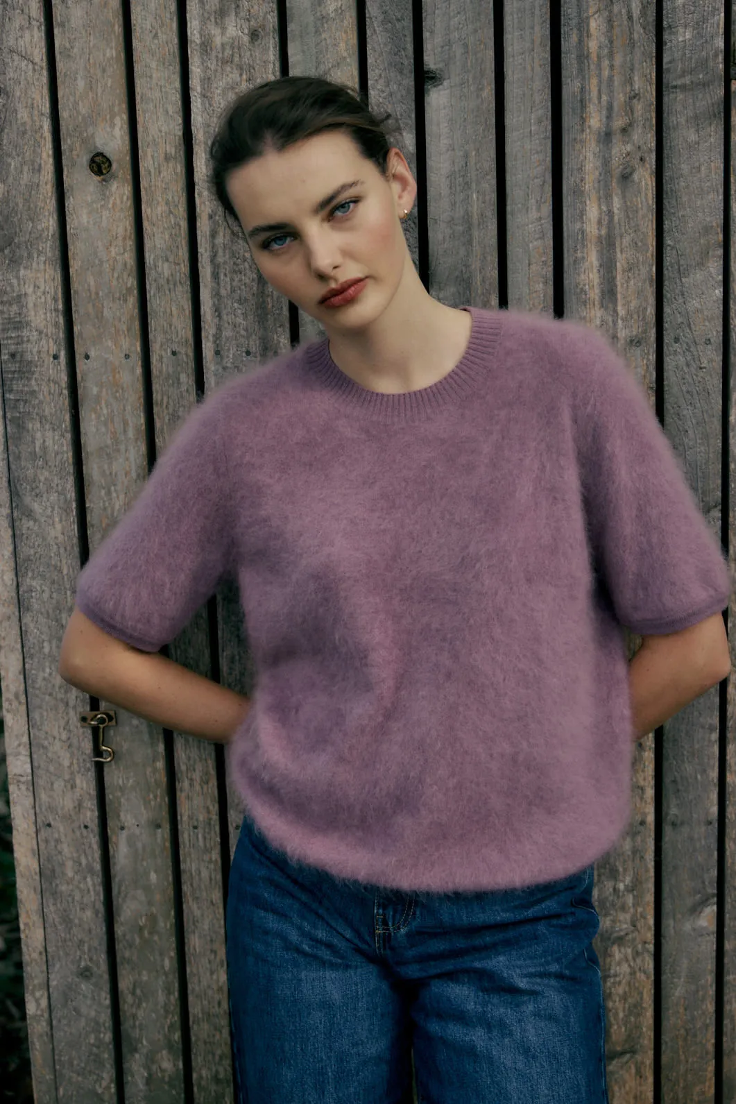 Brushed Cashmere Tee - Iris