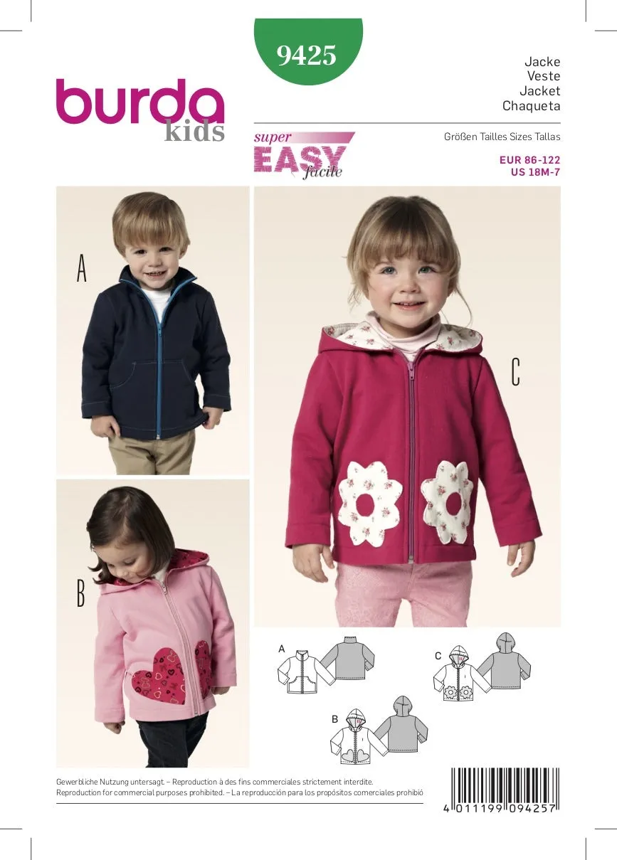 Burda Pattern 9425 Toddlers (18M-7Y)