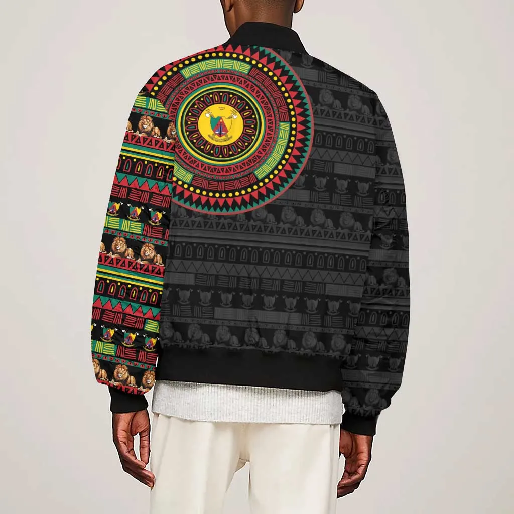 Cameroon African Tribal Pattern Sleeve Zip Bomber Jacket Chest Arm Tattoo LT15