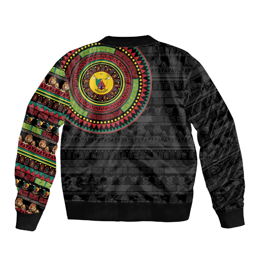 Cameroon African Tribal Pattern Sleeve Zip Bomber Jacket Chest Arm Tattoo LT15