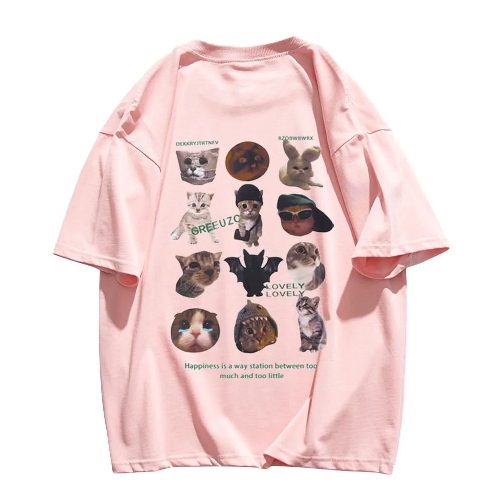 Cartoon Anime Cat Print T-shirt
