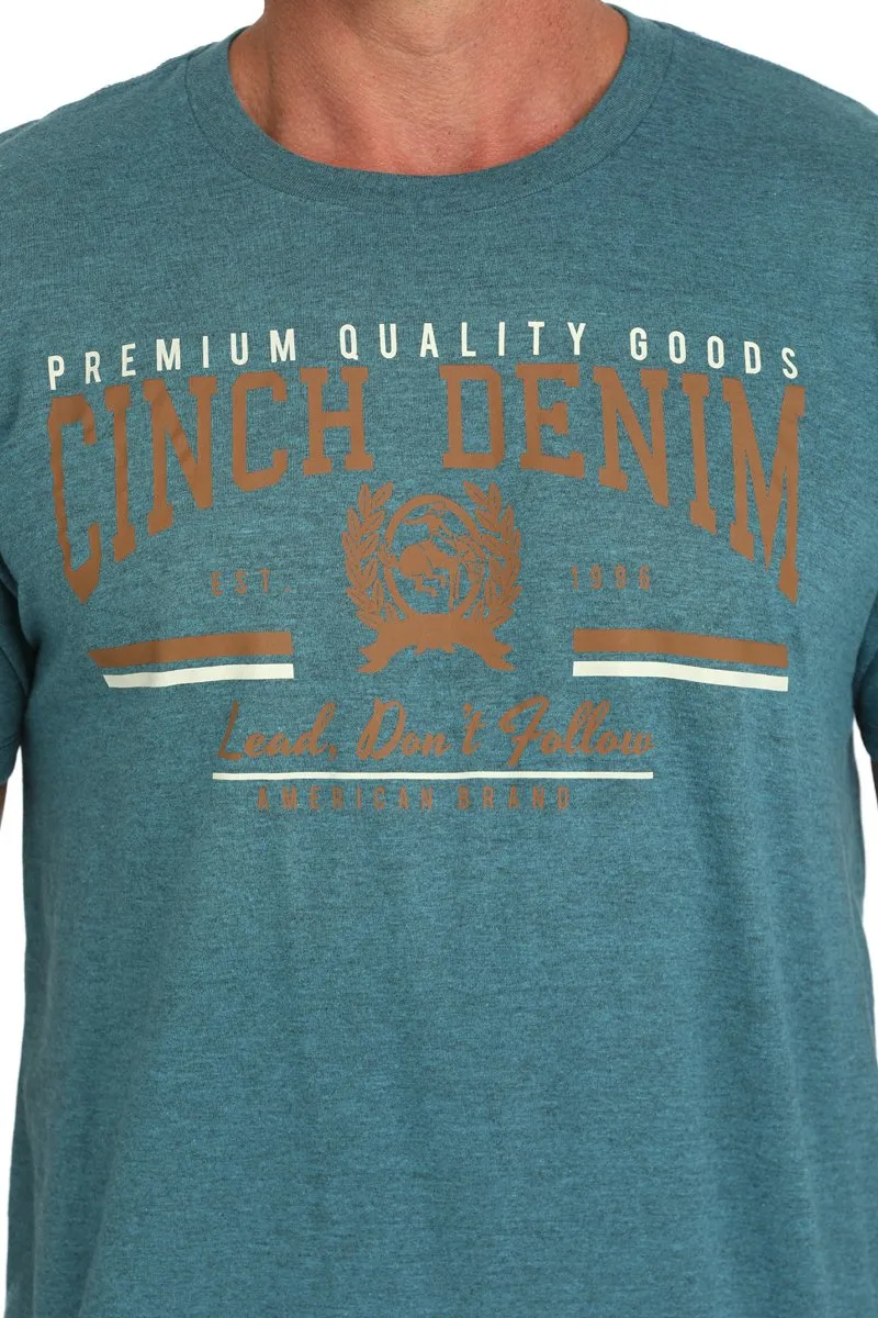 Cinch Mens Denim Tee Shirt - Teal - MTT1690676