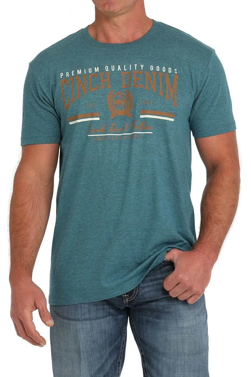 Cinch Mens Denim Tee Shirt - Teal - MTT1690676