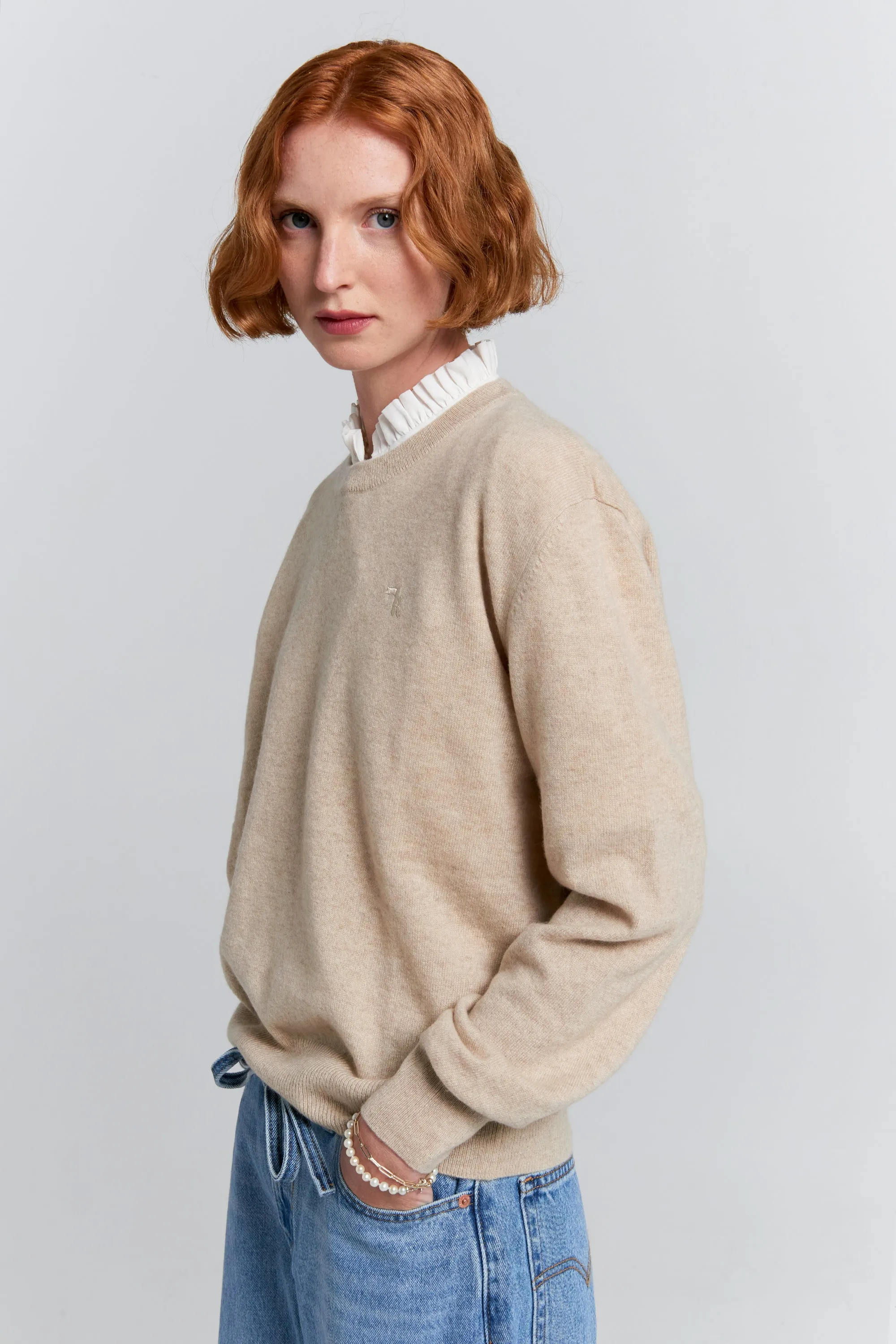 Classic Cashmere Sweater Stone Marle