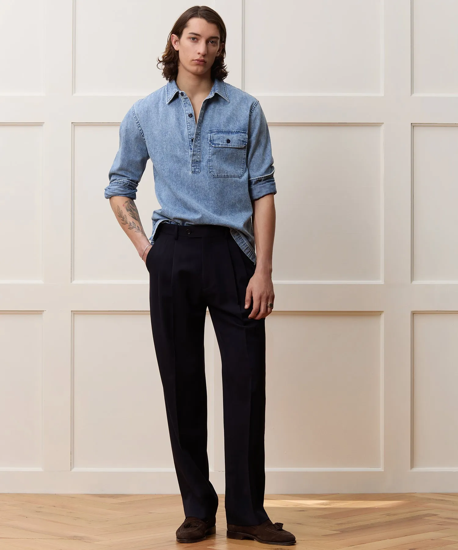 Classic Fit Denim Mariner Shirt