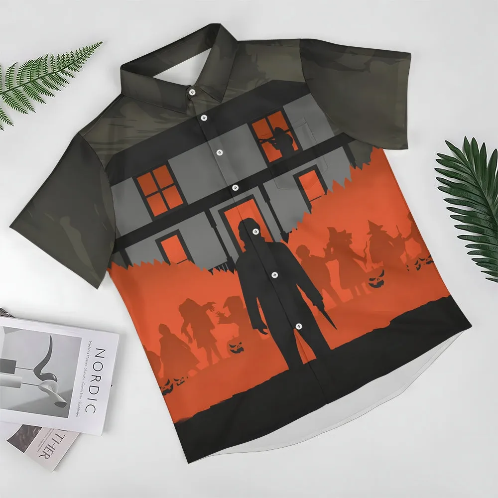 Classic Halloween Cartoon Characters Horror Night Silhouettes Printing Shirt 2408011492