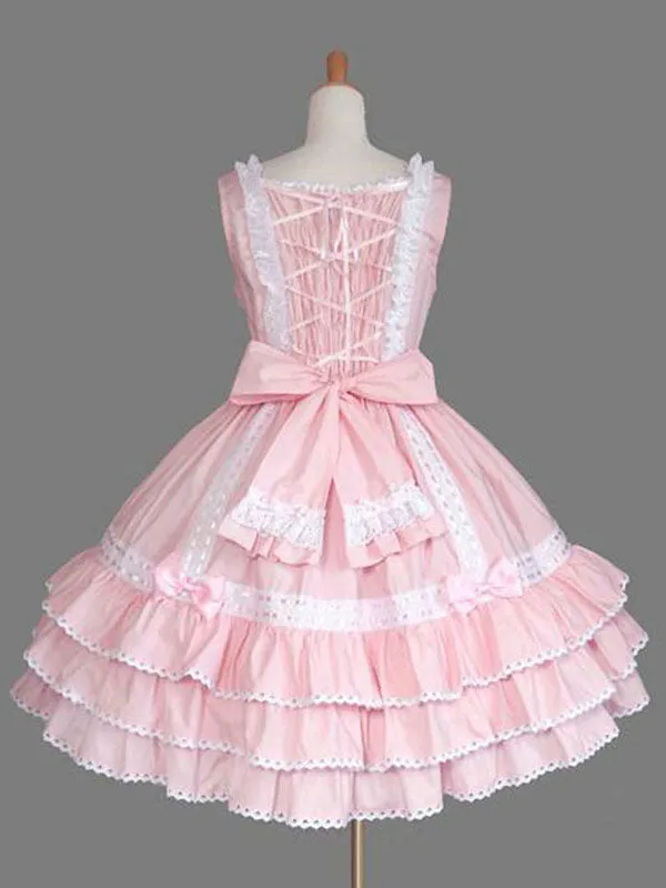 Classic Lolita JSK Dress Ruffles Pink Lolita Jumper Skirts