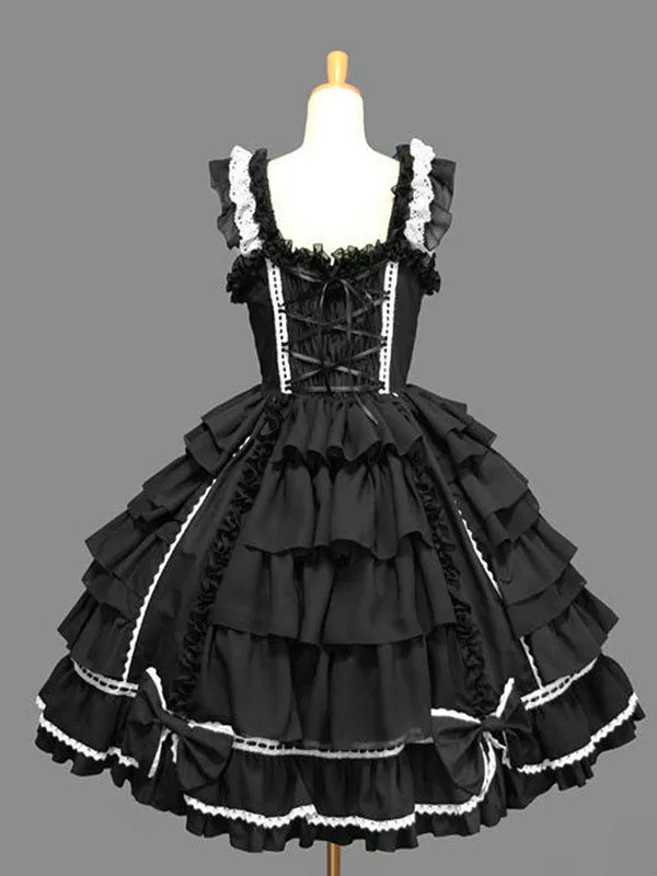 Classic Lolita JSK Dress Ruffles White Lolita Jumper Skirts