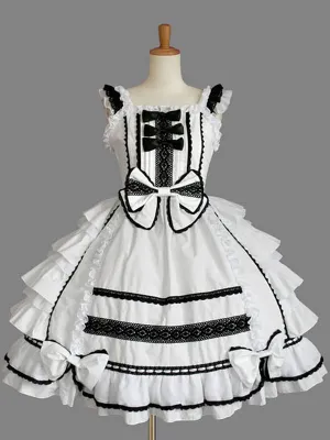 Classic Lolita JSK Dress Ruffles White Lolita Jumper Skirts