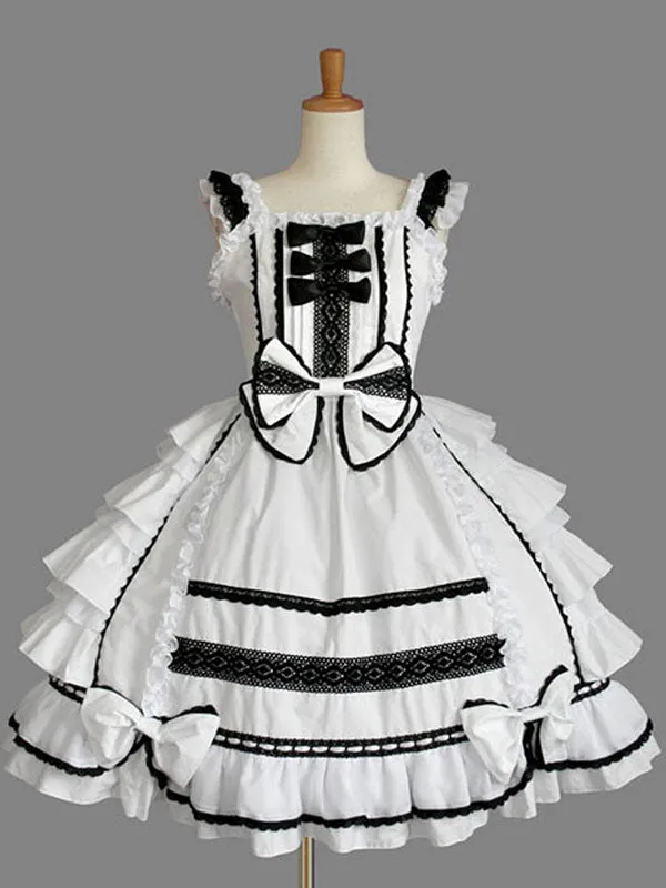 Classic Lolita JSK Dress Ruffles White Lolita Jumper Skirts