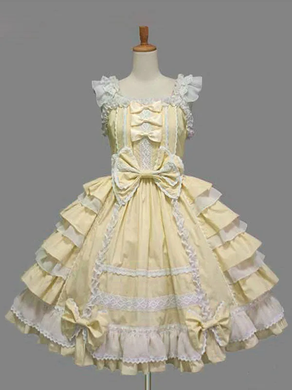 Classic Lolita JSK Dress Ruffles White Lolita Jumper Skirts