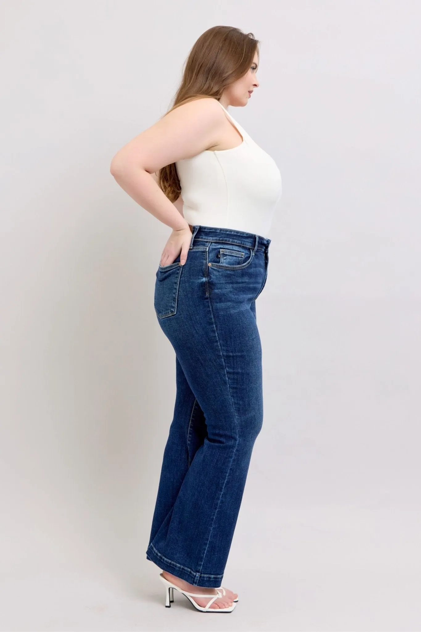 Classics Updated—Judy Blue Plus Size Flare Jeans with Pockets