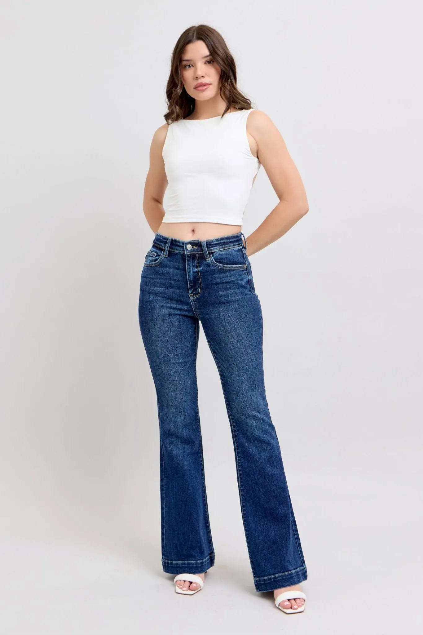 Classics Updated—Judy Blue Plus Size Flare Jeans with Pockets