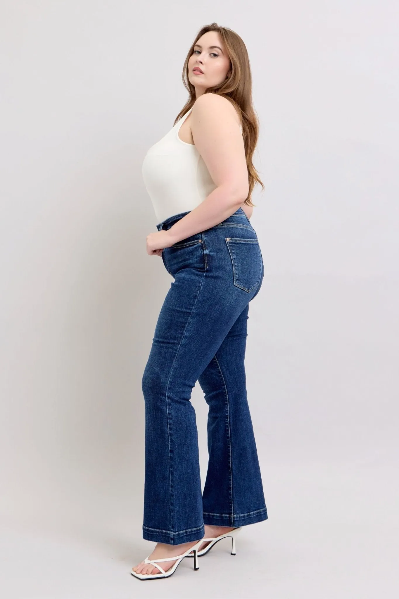 Classics Updated—Judy Blue Plus Size Flare Jeans with Pockets