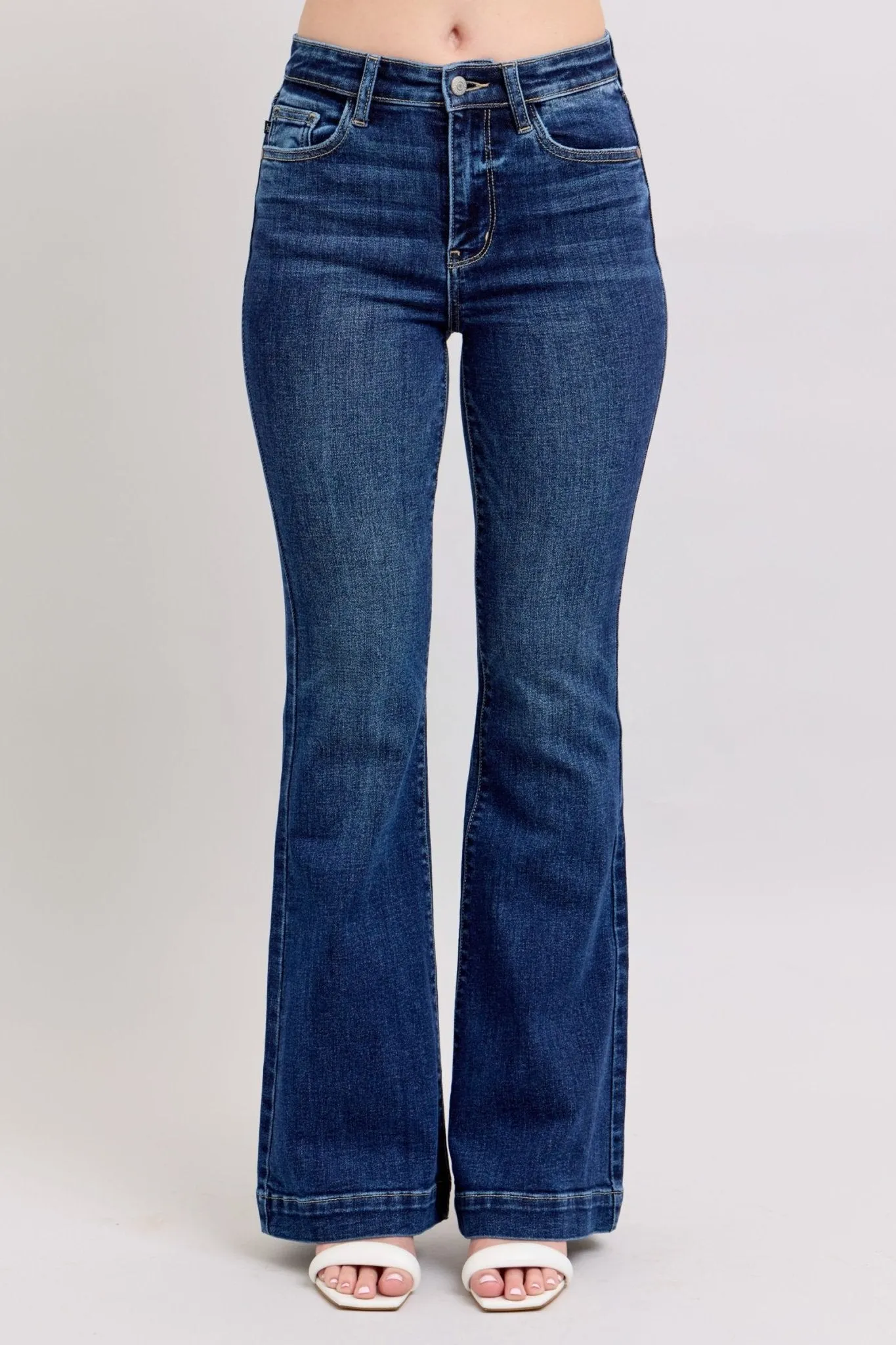 Classics Updated—Judy Blue Plus Size Flare Jeans with Pockets