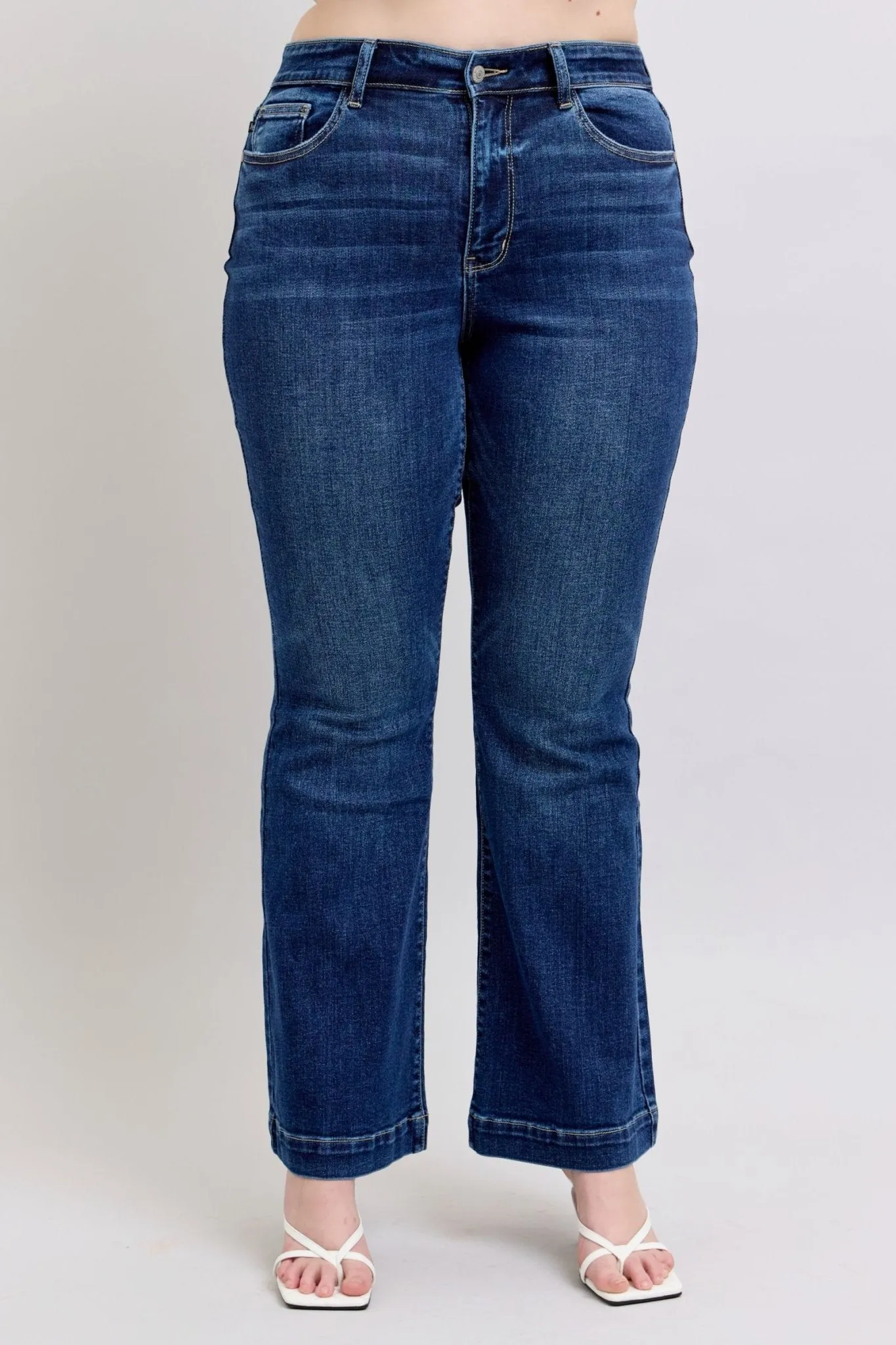 Classics Updated—Judy Blue Plus Size Flare Jeans with Pockets