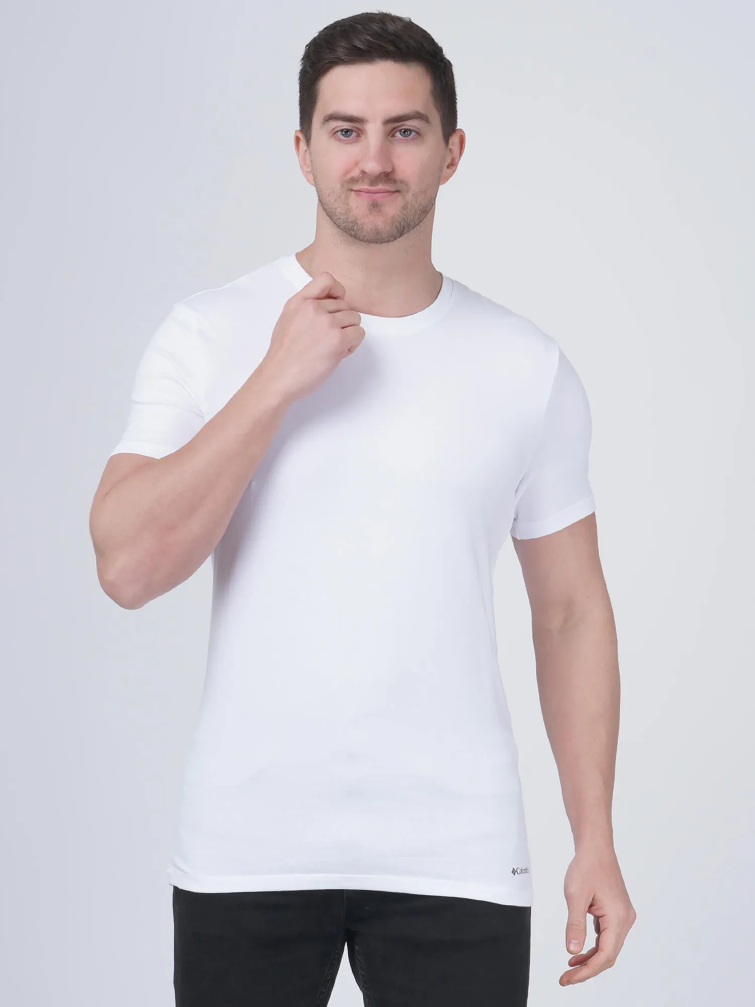 Columbia Men White 100% Pure Cotton Crew-Neck Classic Fit T-Shirt (Pack of 3) (Non Returnable)