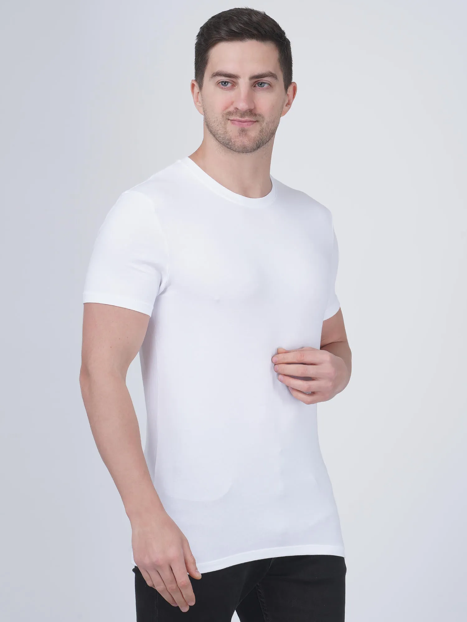 Columbia Men White 100% Pure Cotton Crew-Neck Classic Fit T-Shirt (Pack of 3) (Non Returnable)