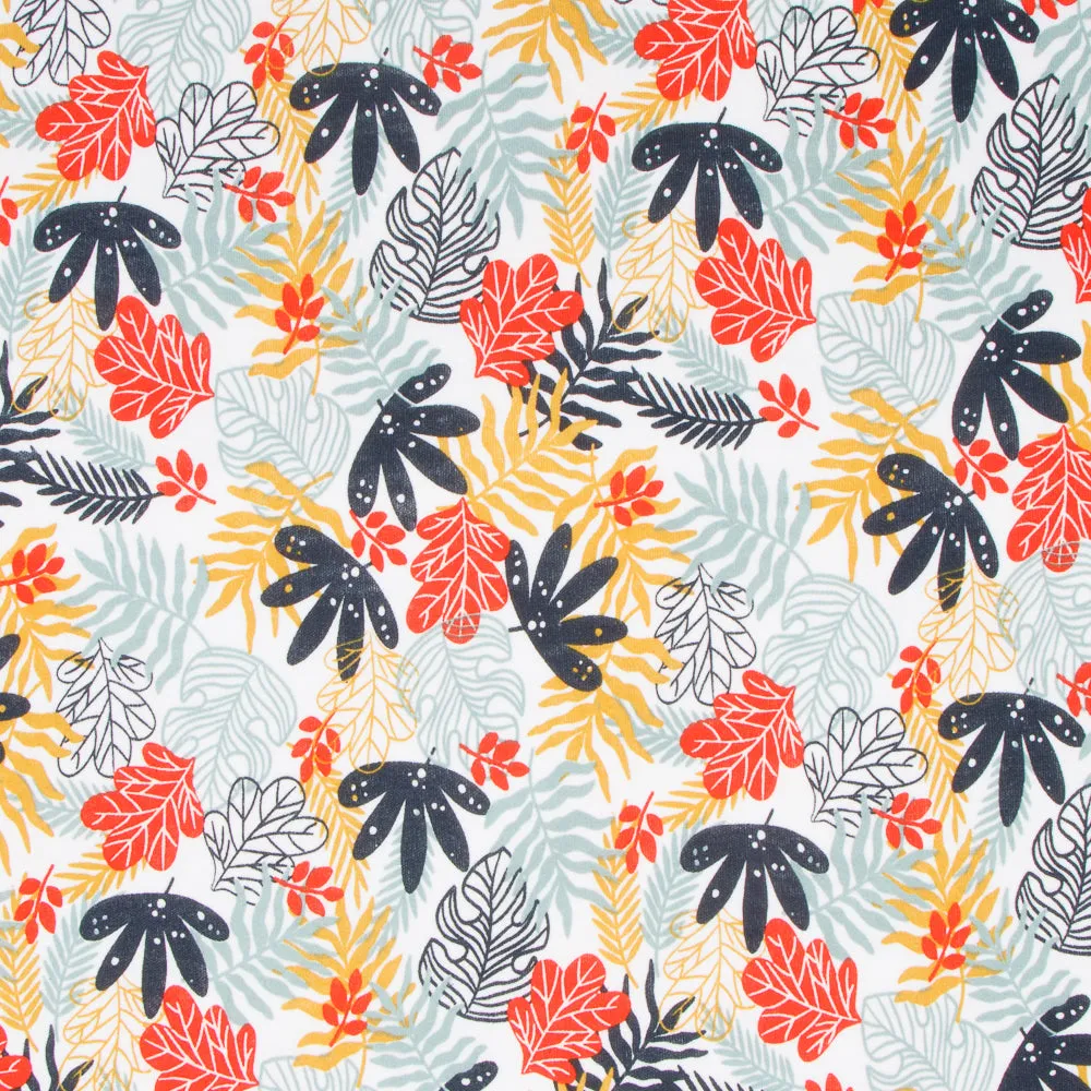 Cotton Knit Leaf Print