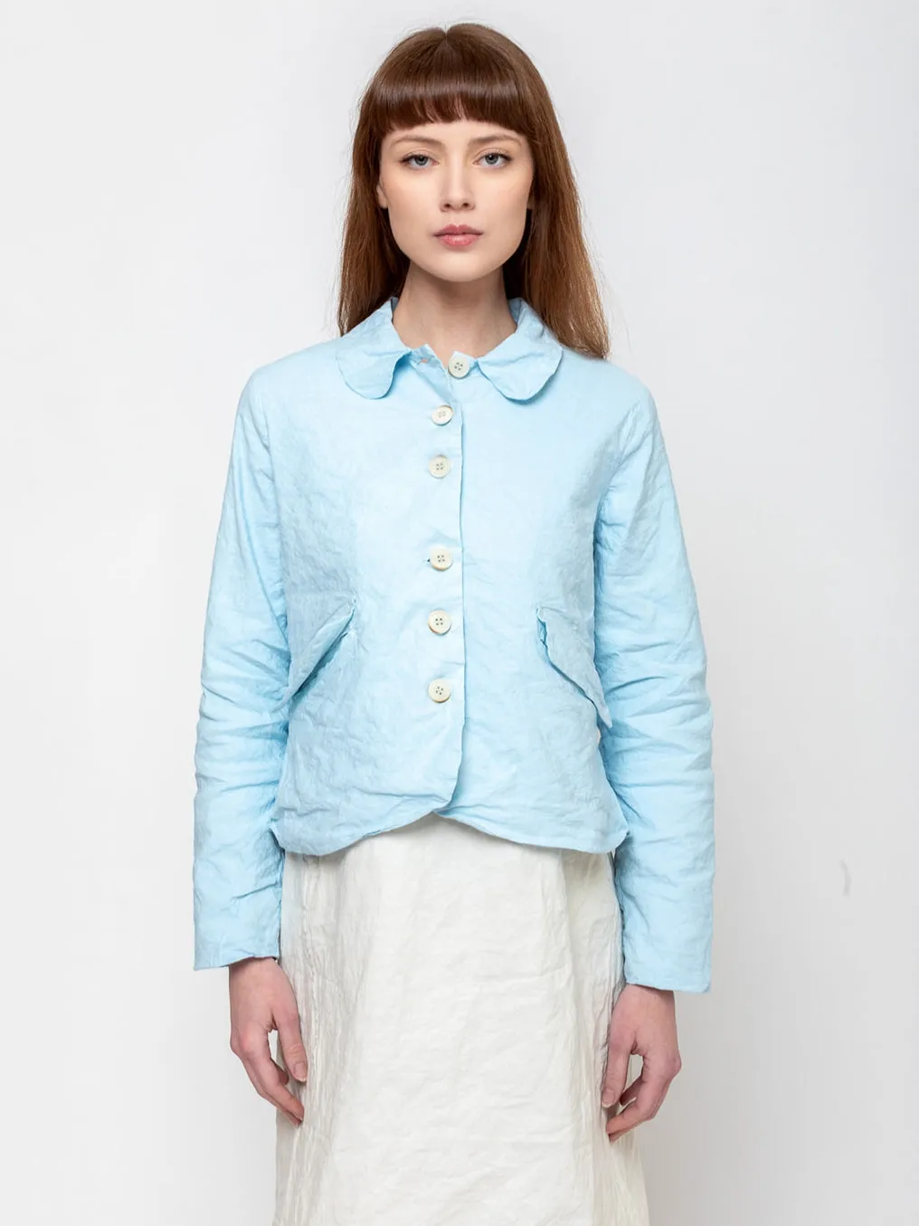 Cotton Wrinkled Jacket - Cielo