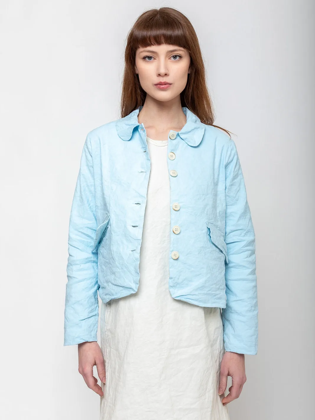 Cotton Wrinkled Jacket - Cielo