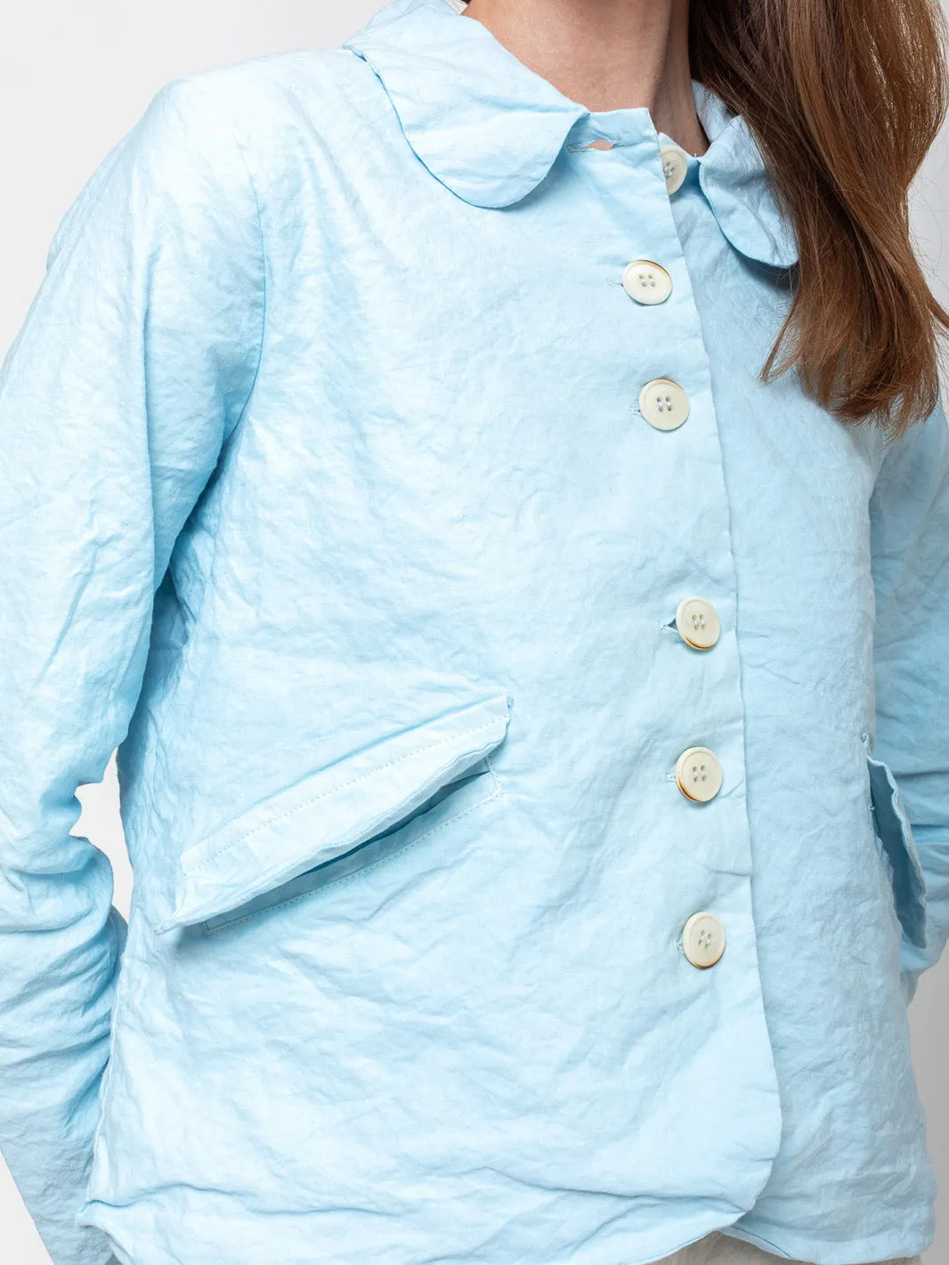 Cotton Wrinkled Jacket - Cielo