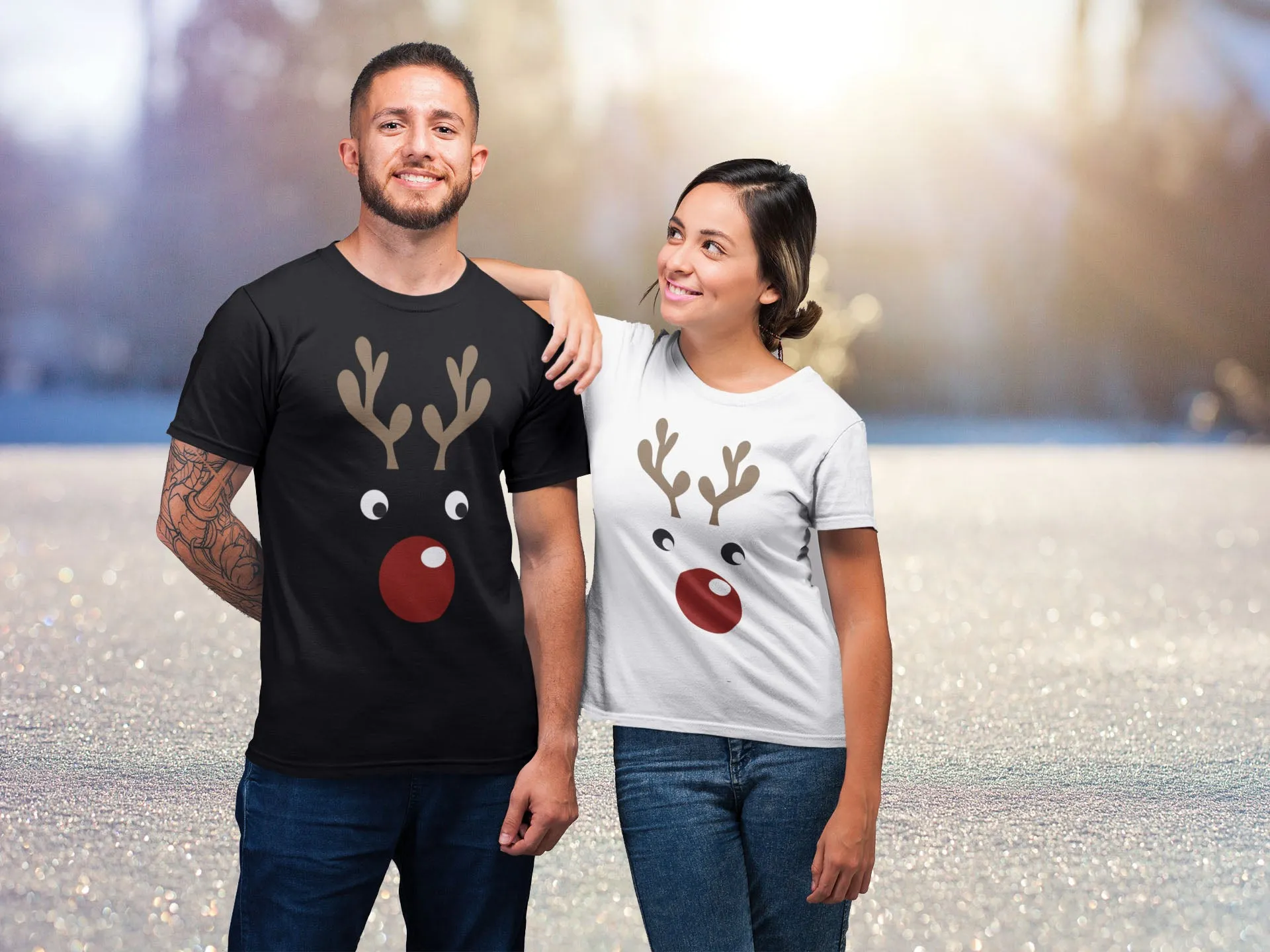 Couples Christmas Shirts Rudolph His And Hers Shirts