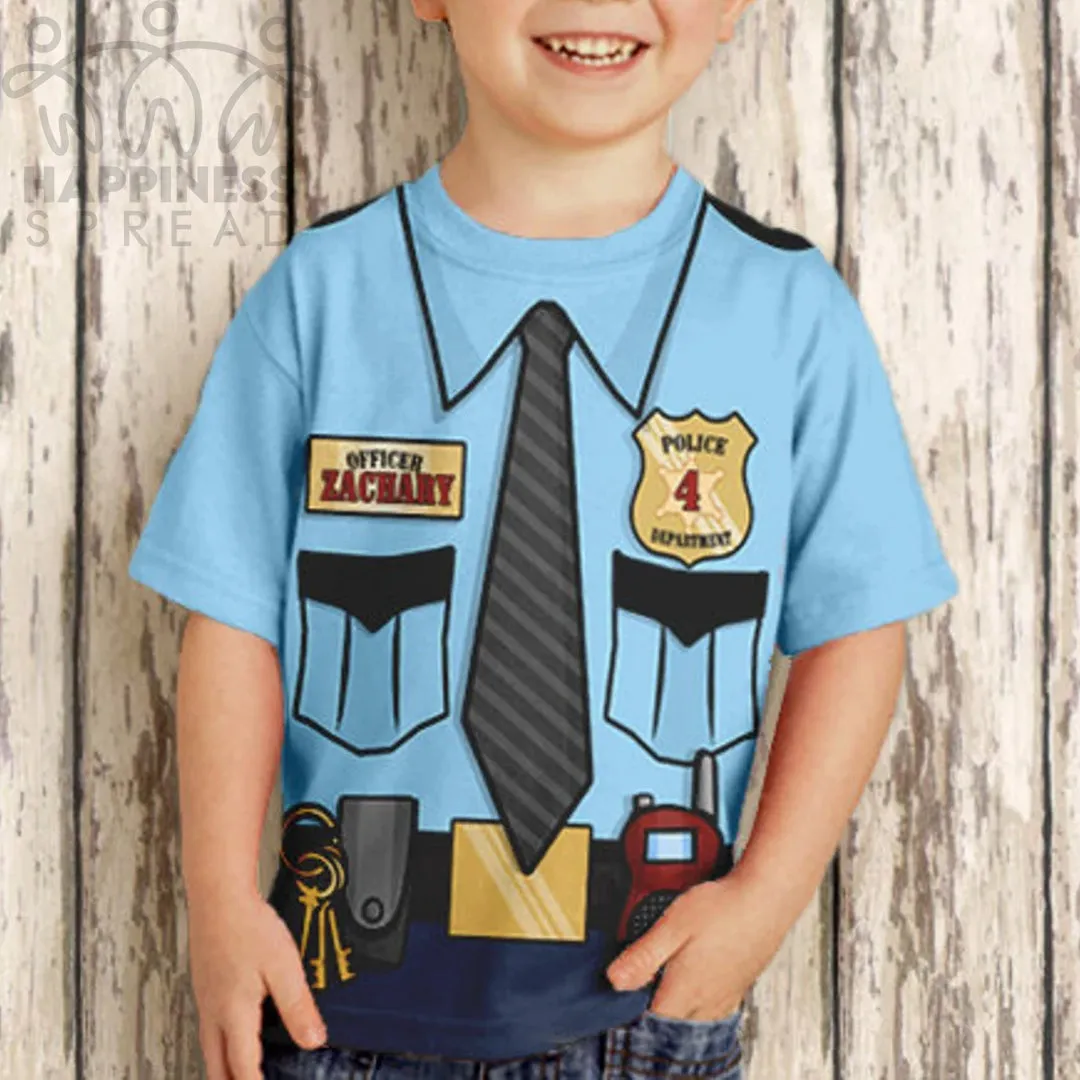Custom Name and Number Police Officer Shirt, Personalized Boys Policeman Birthday T-Shirt, Birthday Shirt, Police Birthday Shirt, Police Costume