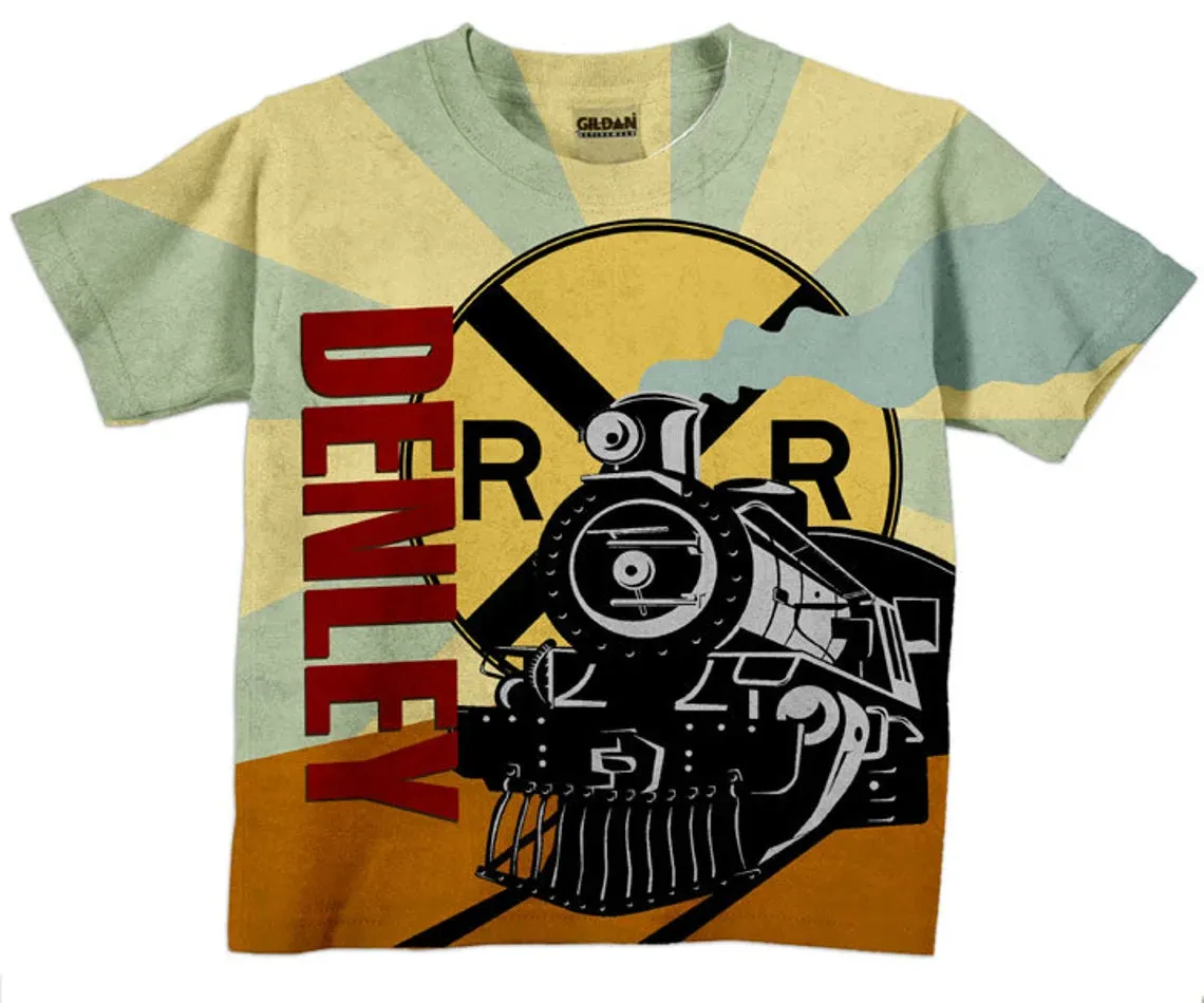 Custom Shirt Boys Train, Personalized Birthday Steam Engine T-Shirt.