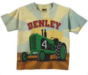 Custom Tractor Shirt, Personalized Farmer Birthday T-Shirt, Farm Green Tractor Shirt, Personalized Gift.