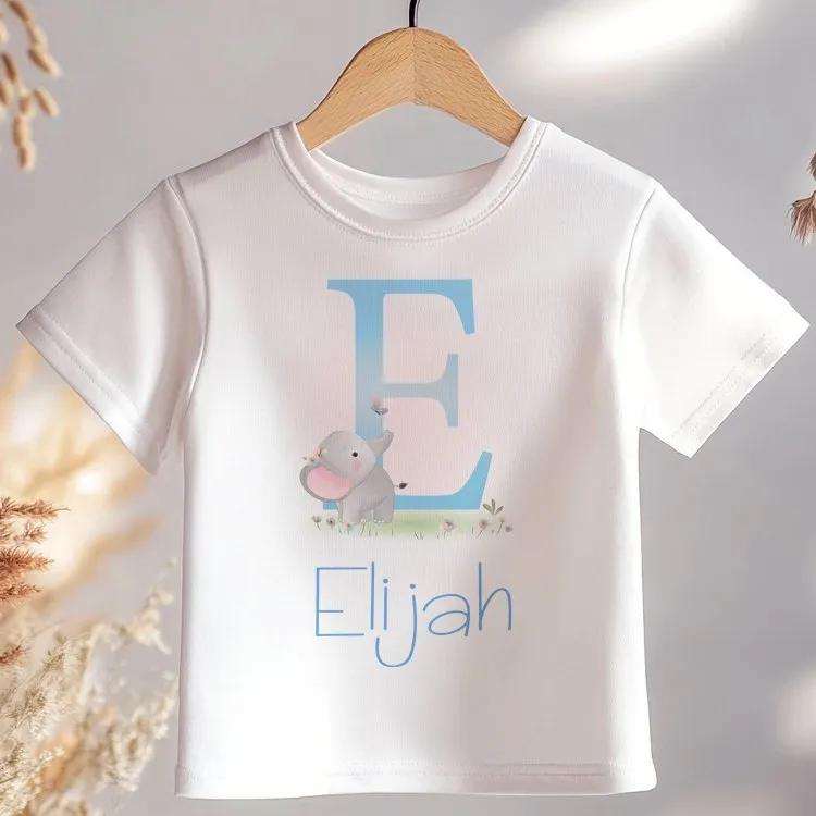Cute Elephant Personalised Toddler & Kids T Shirt