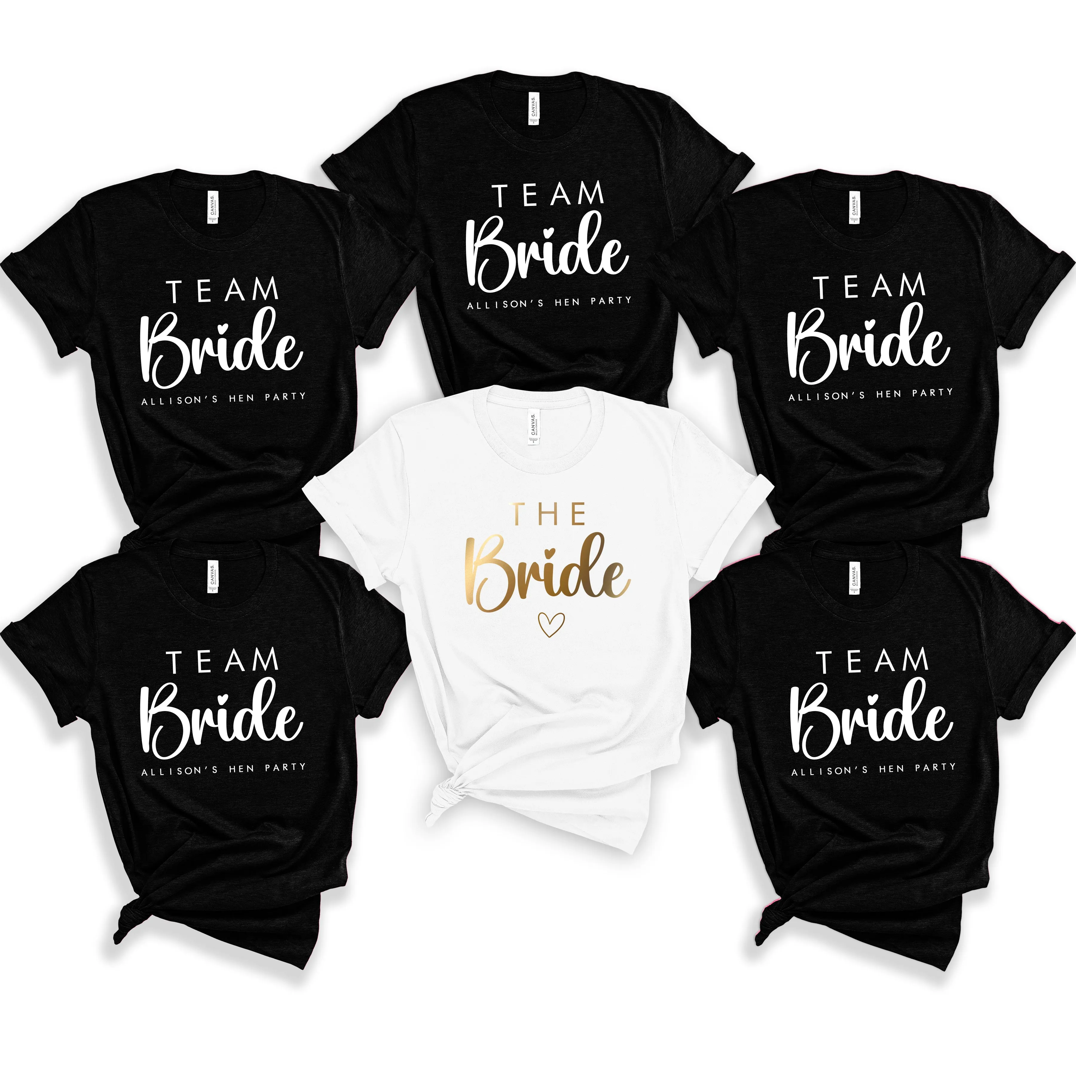Cute Personalised Hen Party Bride Squad TShirts, Neutral and Beige Bachelorette Tops