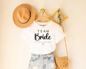 Cute Personalised Hen Party Bride Squad TShirts, Neutral and Beige Bachelorette Tops
