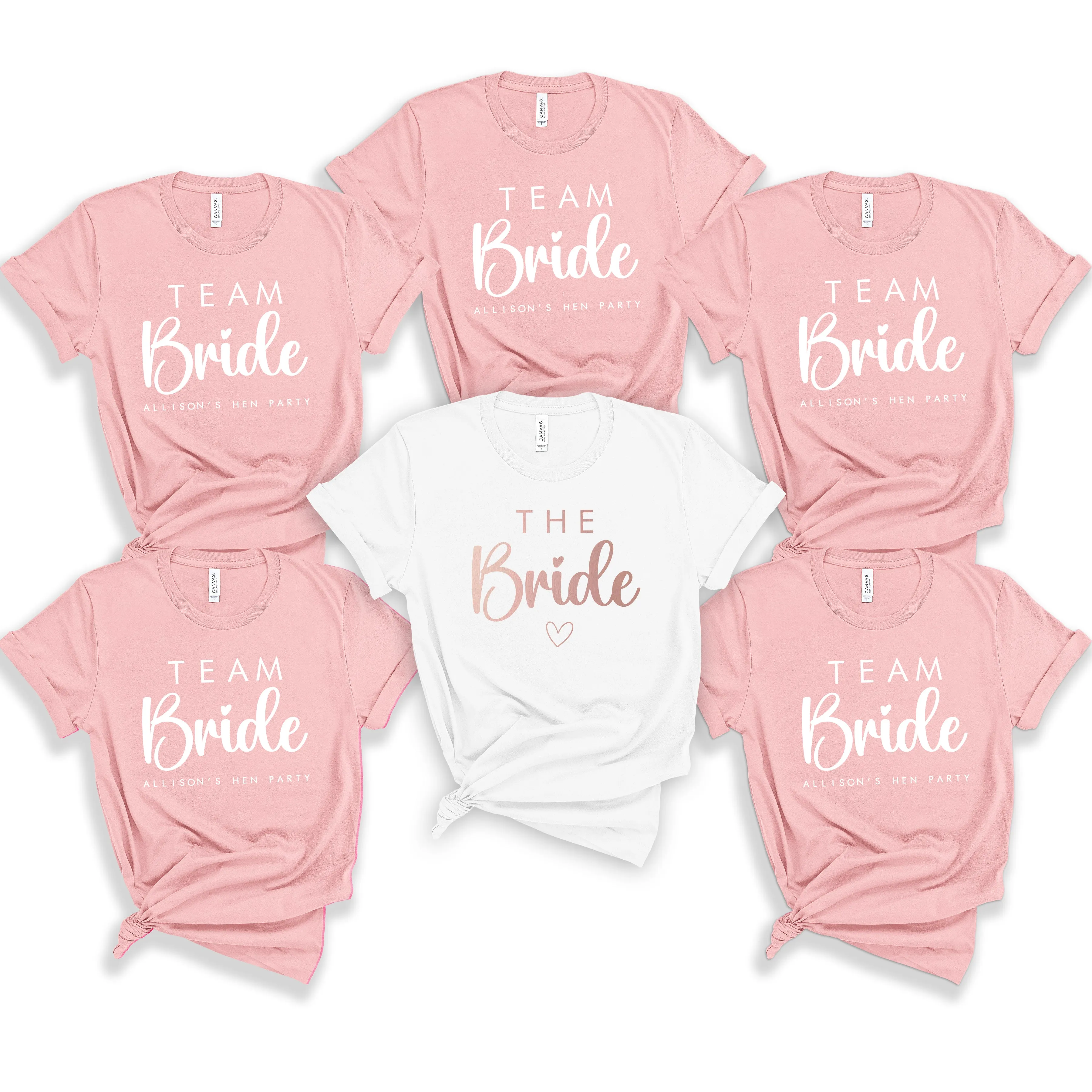 Cute Personalised Hen Party Bride Squad TShirts, Neutral and Beige Bachelorette Tops