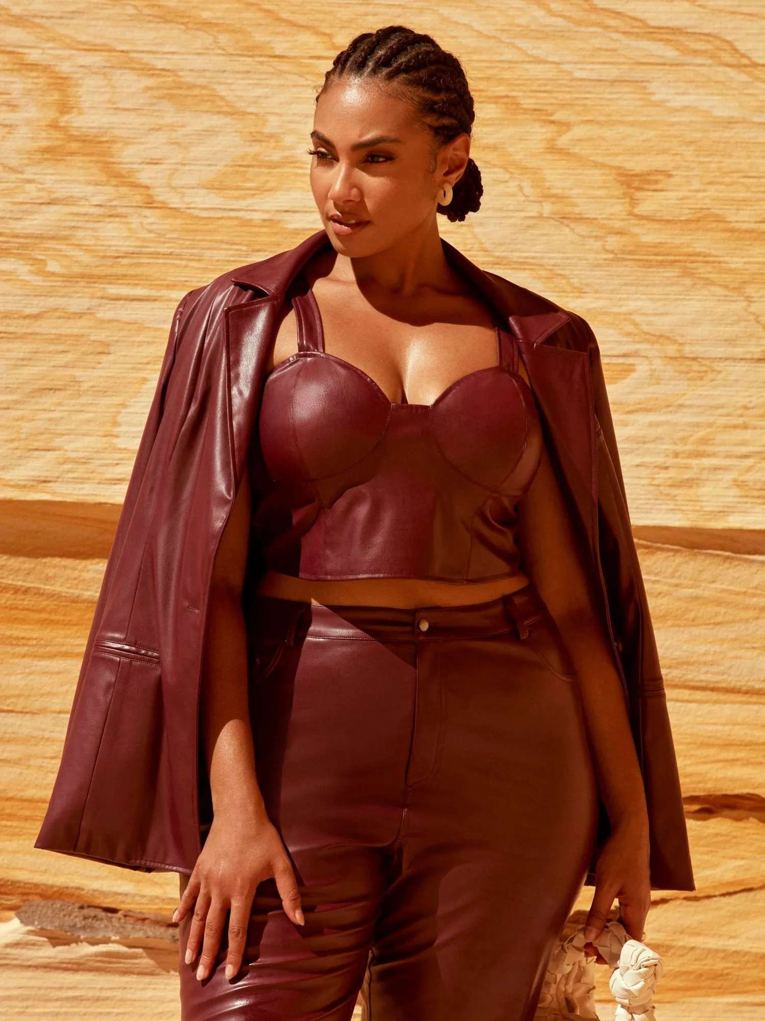 Davina Faux Leather Blazer