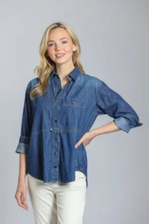 Denim for Days Snap Front Blouse