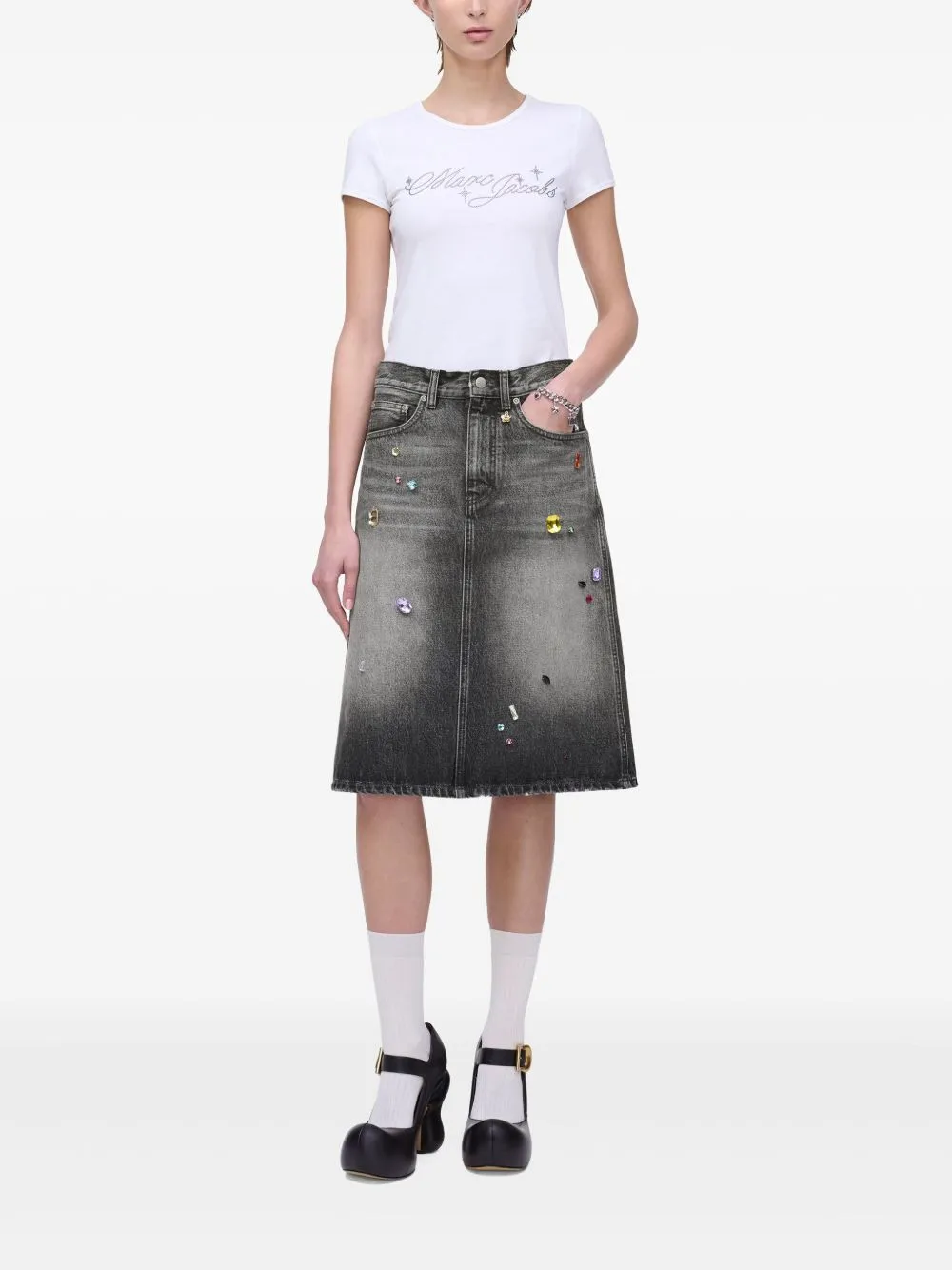 Denim midi skirt