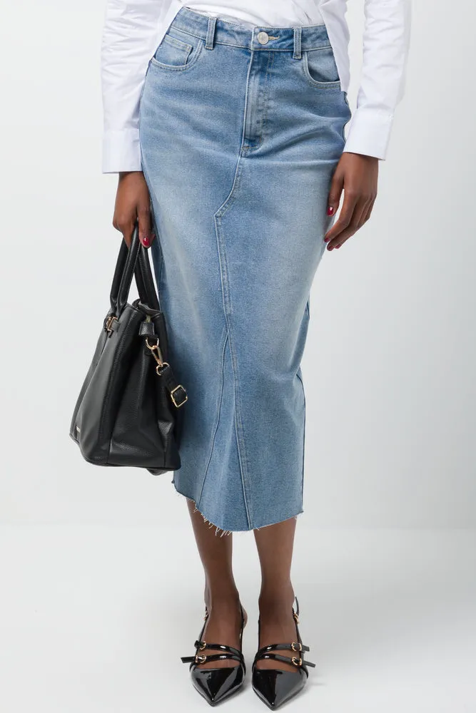 Denim Skirt Mid Blue
