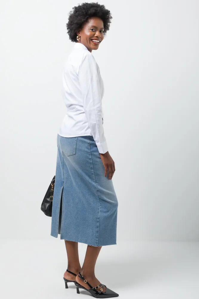 Denim Skirt Mid Blue