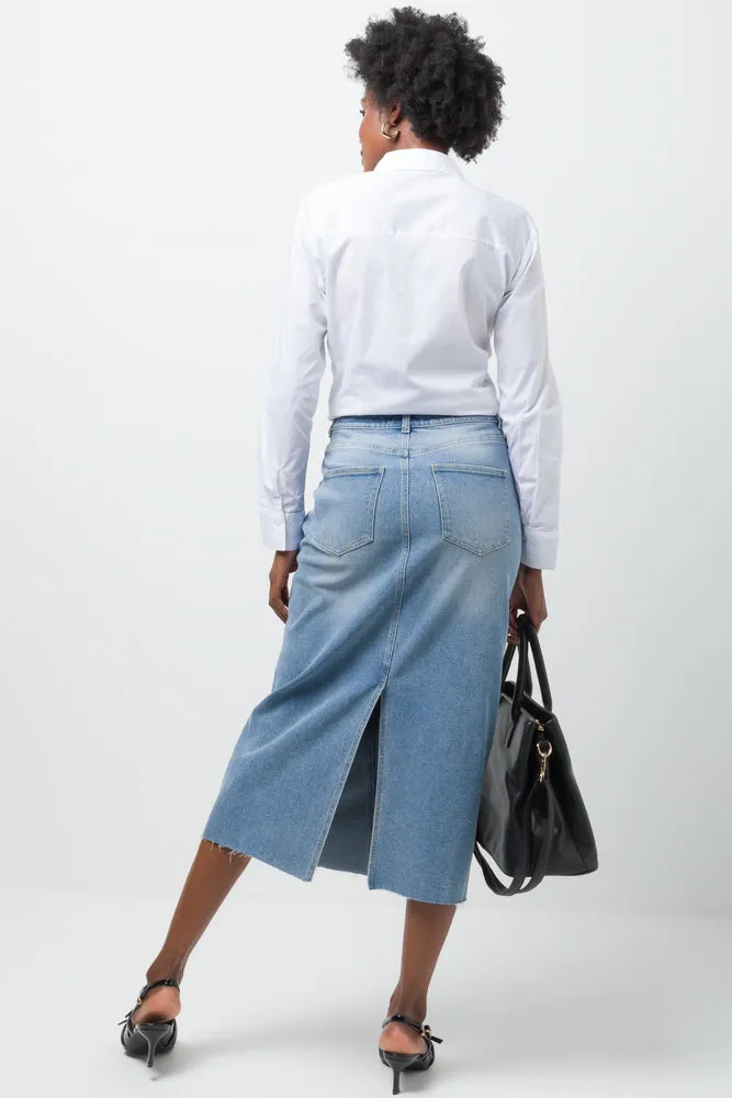 Denim Skirt Mid Blue