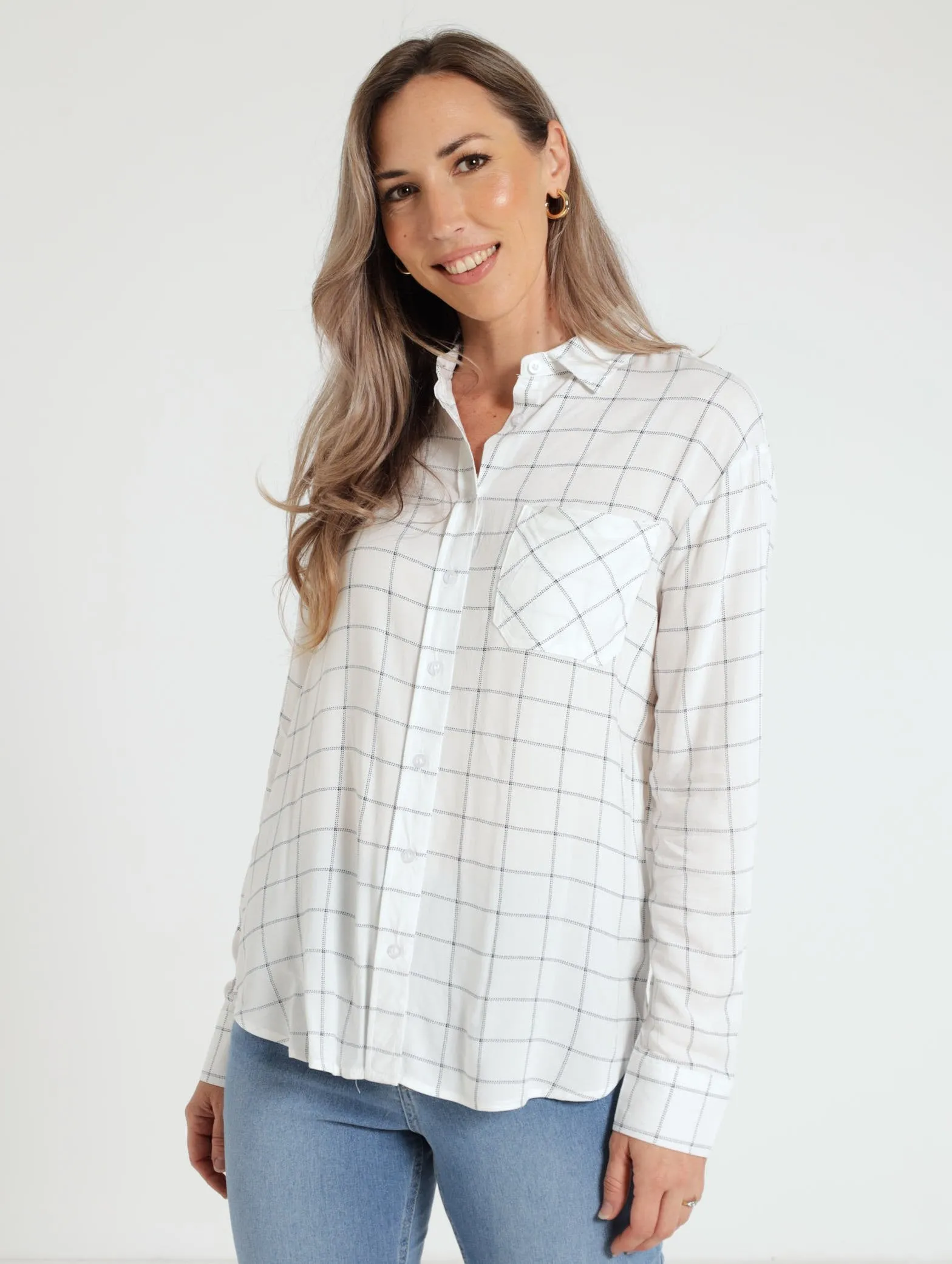 Dotted Check Easy Shirt - White/Black