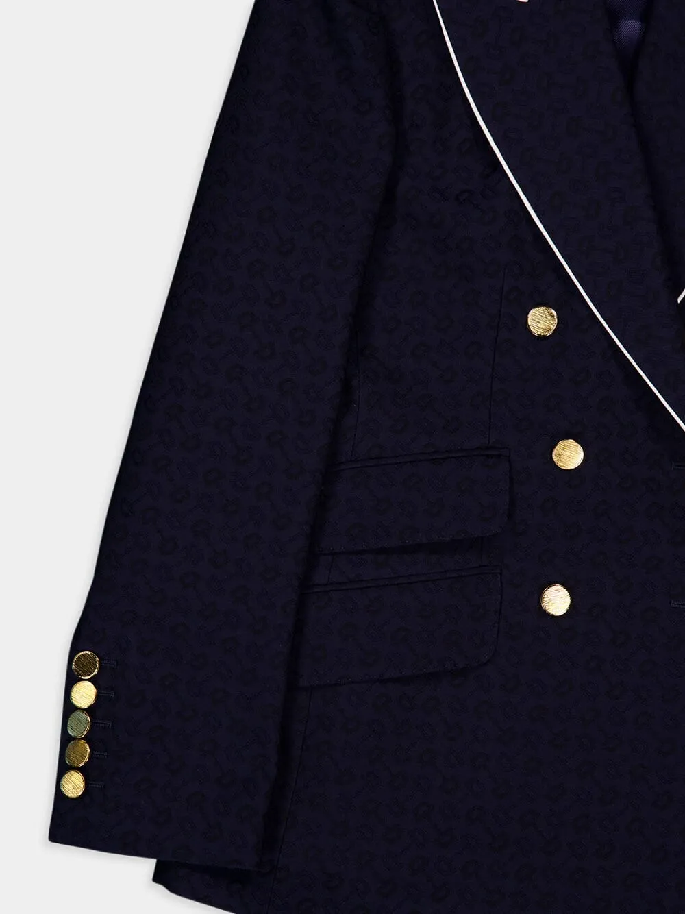Double-Breasted Horsebit Cotton Jacquard Jacket