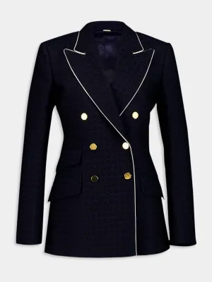 Double-Breasted Horsebit Cotton Jacquard Jacket