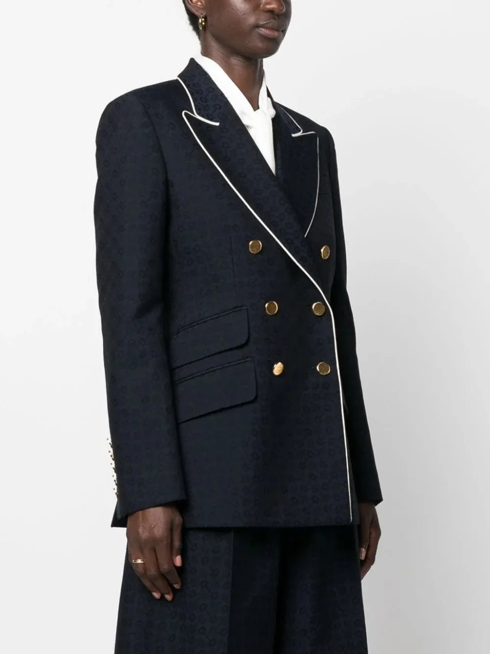 Double-Breasted Horsebit Cotton Jacquard Jacket